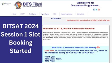 bitsat session 1 slot booking.